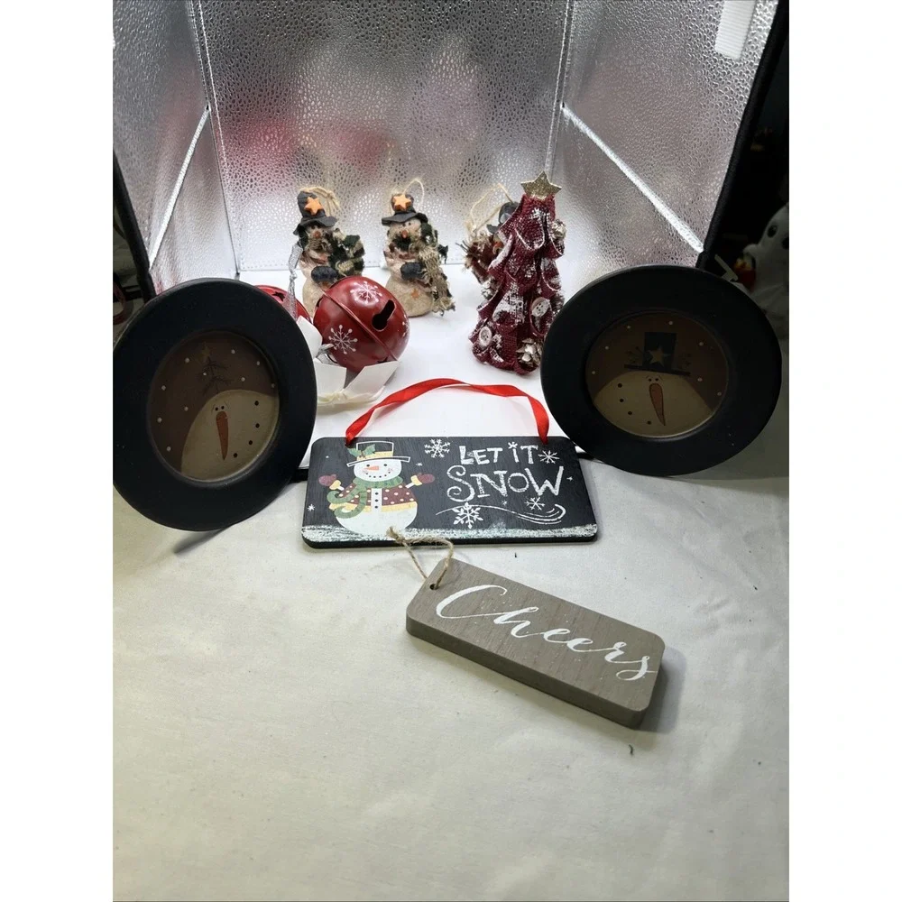Christmas Dec Bundle Ornaments Snow Man County Plates‎ Tree Red Snow Man Sign